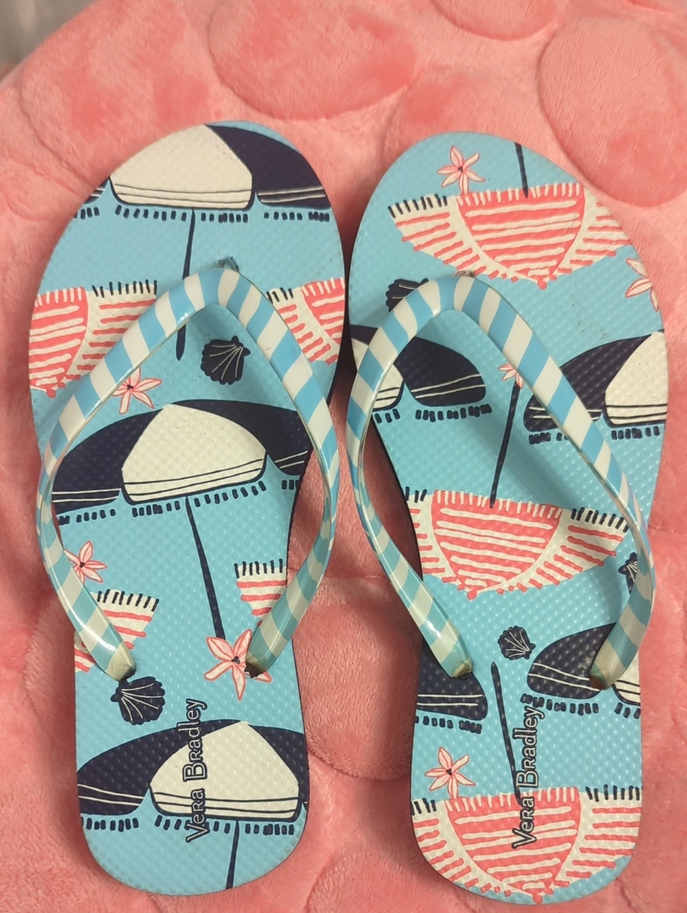 Vera Bradley Girls' Blue Patterned Flip Flops